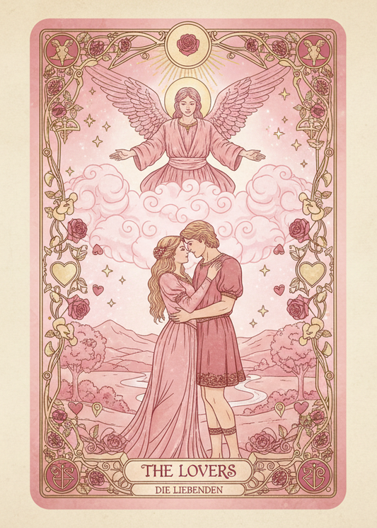 rosa tarotlkarte die liebenden