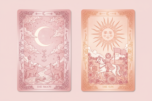 tarot karten einzeln rosa mond und sonne